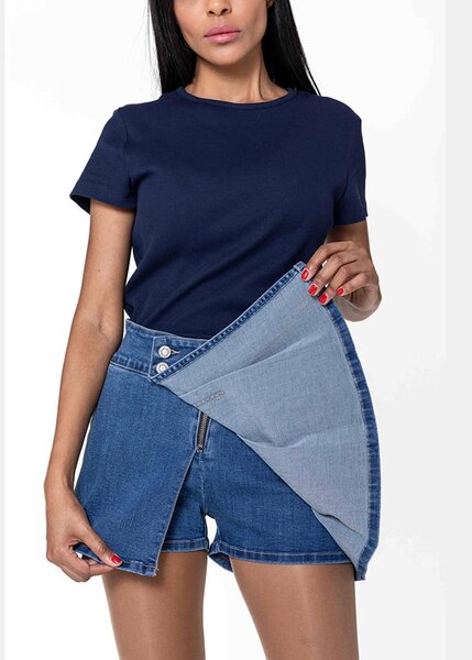 Pantaloni scurti tip fusta din denim P511-5 M7, Albastru